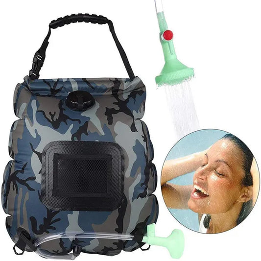 Solar Portable Shower Bag, 5 Gal/20L Solar Heating Camping Shower Bag with Removable Hose&On-Off Switchable Shower Head, Compact Camping Shower for Camping, Hiking, Traveling, Beach Swimming