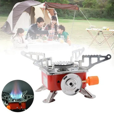 Outdoor Mini Camping Gas Stove Portable Folding Windproof Picnic Backpacking Stove Stainless Steel Cooker Adjustable Flame