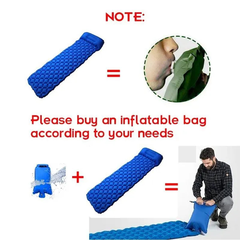 Waterproof Portable Camping Sleeping Pad - Ultralight Compact Inflating Pads, Portable Camping Mat Suit for Outdoor Hiking, Backpacking, Hammock and Travel - Air Cell Design with Folding Carry Bags Accessories,Inflatable Bag Optional(With/Without Pillow)