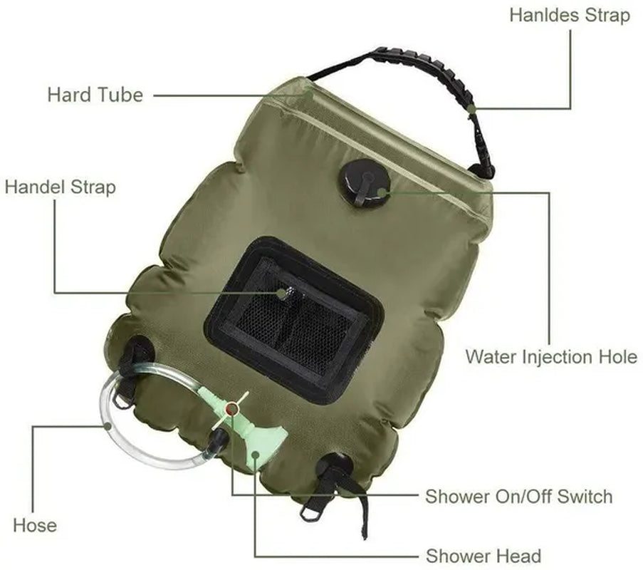 20L Outdoor Camping Shower Water Bag Solar Heating Portable Shower Camping Hiking Climbing Bath Equipment Ducha Portatil Camping