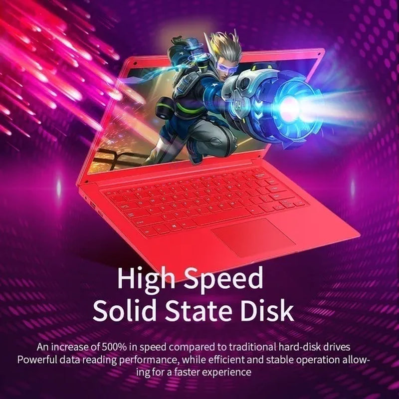 QERE 14.1 Inch Laptop with 6G RAM 128G SSD Gaming Laptops Ultrabook Intel J3455 Quad Core Win10 Notebook Computer
