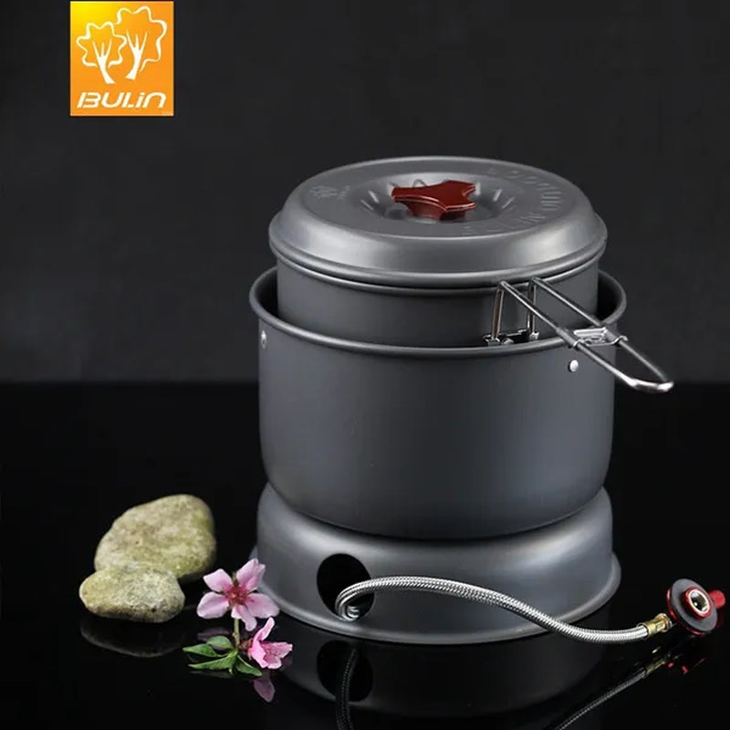 Bulin Outdoor Picnic Hiking Camping Equipment Multipurpose Alcohol Gas Stove Pot Set