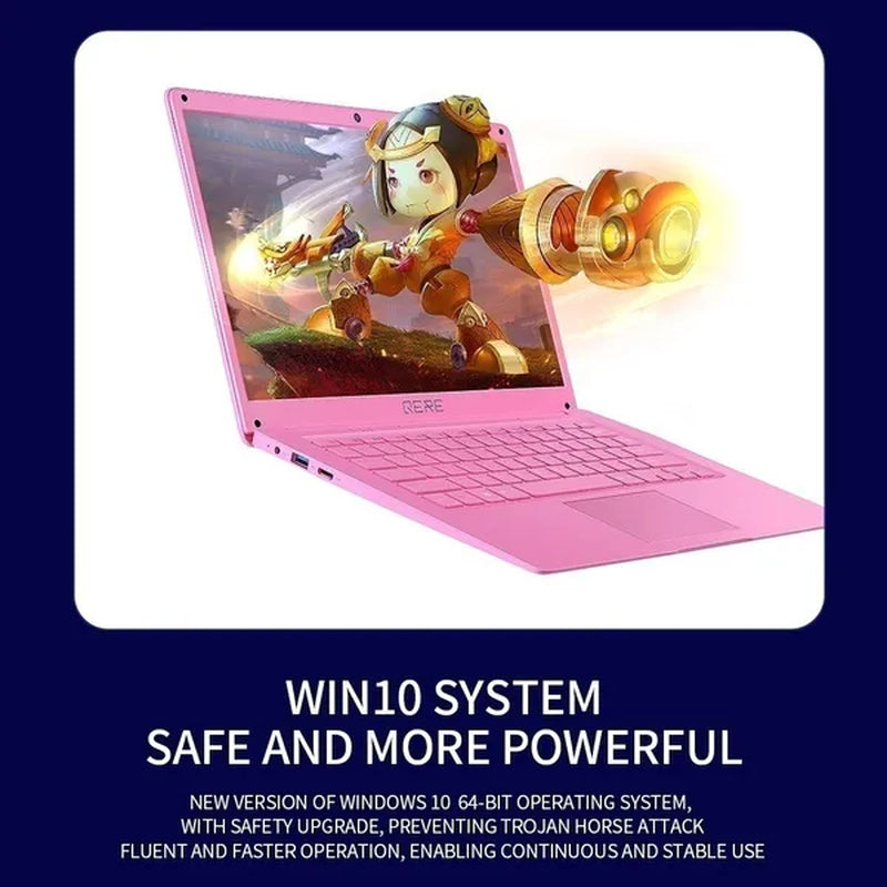 QERE 14.1 Inch Laptop with 6G RAM 128G SSD Gaming Laptops Ultrabook Intel J3455 Quad Core Win10 Notebook Computer