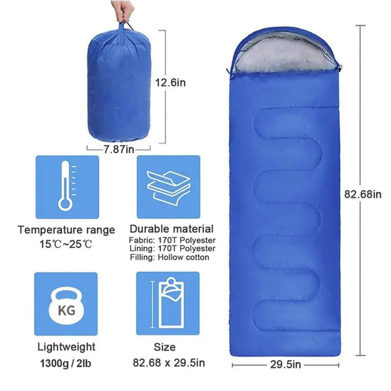 4 Season Camping Envelope Sleeping Bag Waterproof Ultralight Outdoor Hiking