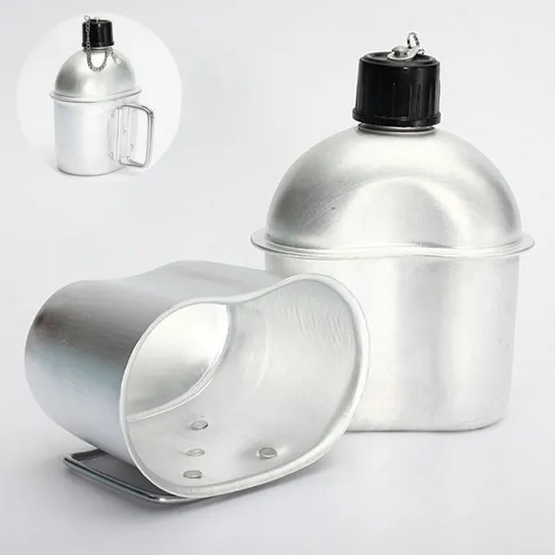 4PCS Army Military Water Bottle Camping Hiking Canteen Cup Portable for Outdoor