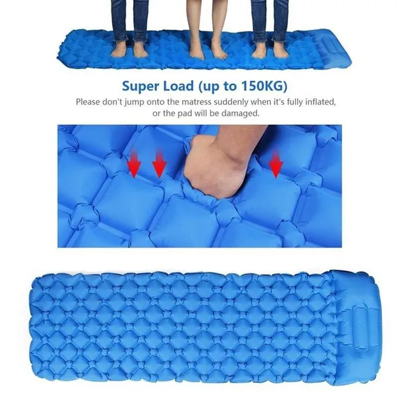Waterproof Portable Camping Sleeping Pad - Ultralight Compact Inflating Pads, Portable Camping Mat Suit for Outdoor Hiking, Backpacking, Hammock and Travel - Air Cell Design with Folding Carry Bags Accessories,Inflatable Bag Optional(With/Without Pillow)