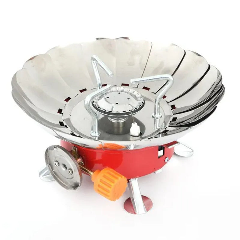 Outdoor Mini Camping Gas Stove Portable Folding Windproof Picnic Backpacking Stove Stainless Steel Cooker Adjustable Flame