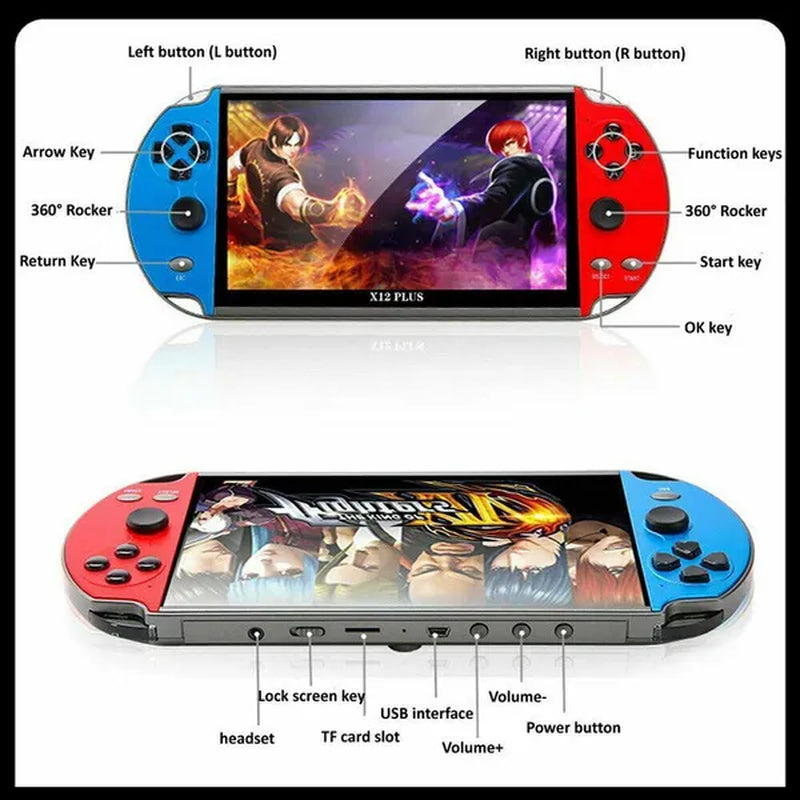 Game Consoles - X12 plus 7" 16GB - X7 plus 5.1" 8GB - Retro Handheld Portable 10000 Games Video Console