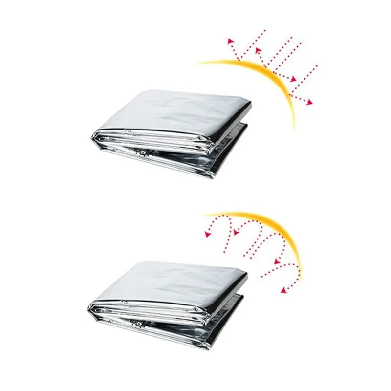Outdoor Survival Emergency Blanket Waterproof Emergency Blanket Survival Rescue Blanket Camping Equipment Thermal Heat First Aid Rescue Military Emergency Blanket Travel Accessories