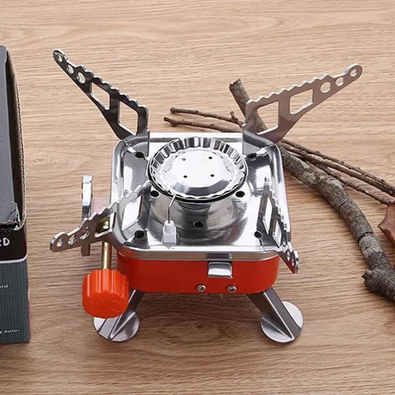Outdoor Mini Camping Gas Stove Portable Folding Windproof Picnic Backpacking Stove Stainless Steel Cooker Adjustable Flame