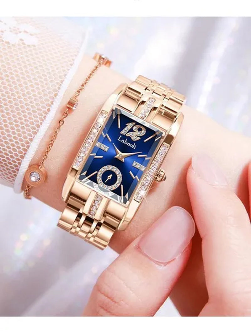 Labaoli New-Style Women'S Square Watches for Ladies Female Wrist Watch Solid Steel Strap Waterproof Casual Quartz Watches for Women with Embedded Zircon