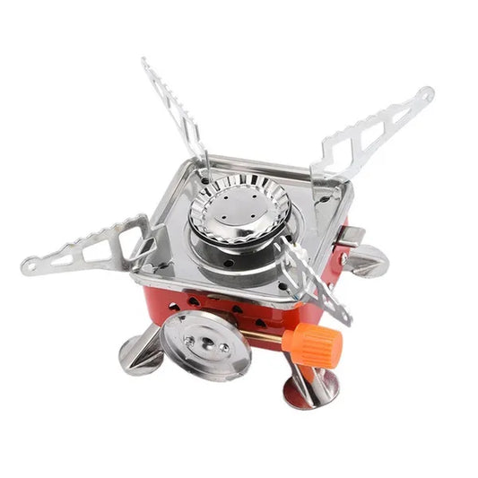 Outdoor Mini Camping Gas Stove Portable Folding Windproof Picnic Backpacking Stove Stainless Steel Cooker Adjustable Flame