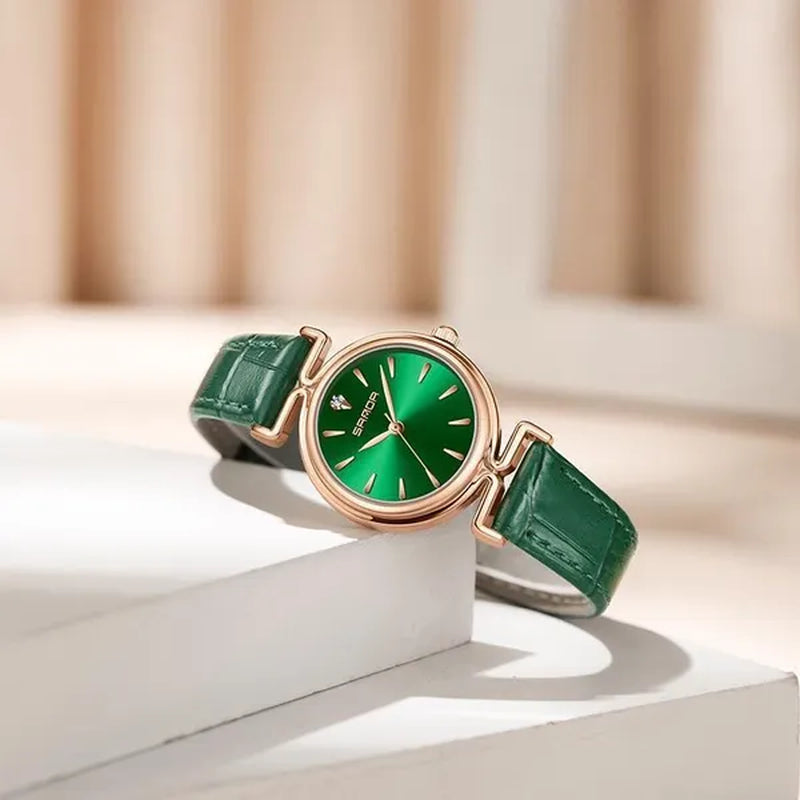 SANDA Brand 1124 Retro Fashion Elegant Watch for Women Unique Minimal round Dial Design Ladies Quartz Watch