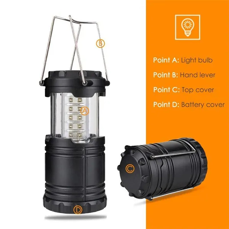 30 LED Portable Camping Lantern Battery Operated Torch Light Tent Lamp
