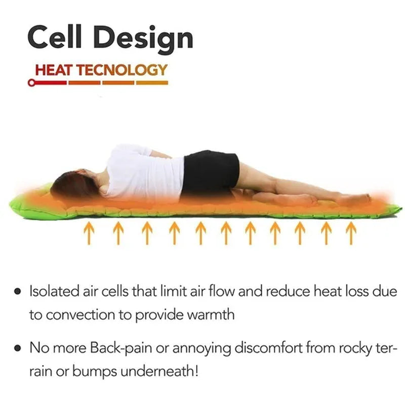 Waterproof Portable Camping Sleeping Pad - Ultralight Compact Inflating Pads, Portable Camping Mat Suit for Outdoor Hiking, Backpacking, Hammock and Travel - Air Cell Design with Folding Carry Bags Accessories,Inflatable Bag Optional(With/Without Pillow)
