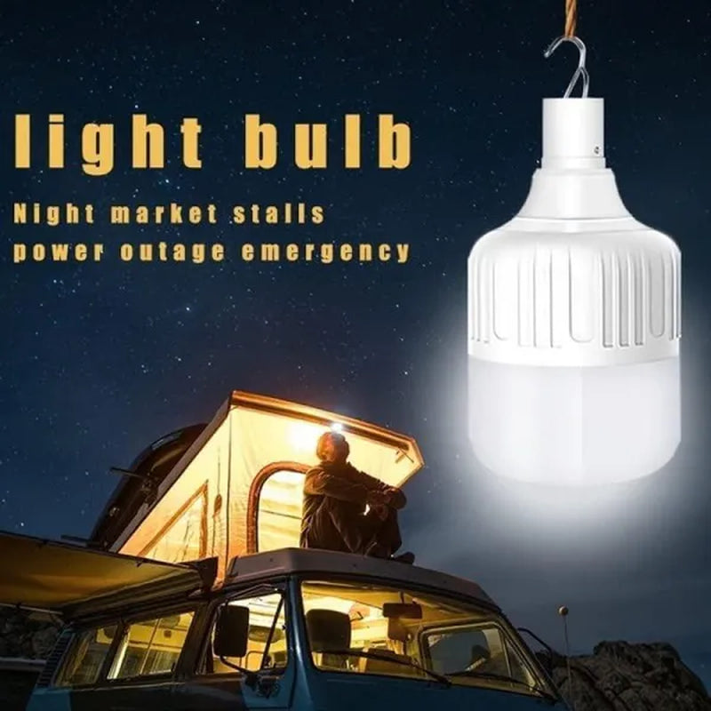 1Pc Portable Camping Lantern Bulb High Power Hanging Tents Lighting Equipment Emergency LED Lamp Usb Rechargeable Outdoor Lights for Camping Hiking Night Market Backpacking Reading Fishing (20W/40W/80W/100W/150W/200W)