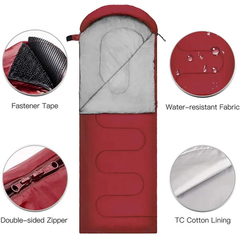 4 Season Camping Envelope Sleeping Bag Waterproof Ultralight Outdoor Hiking