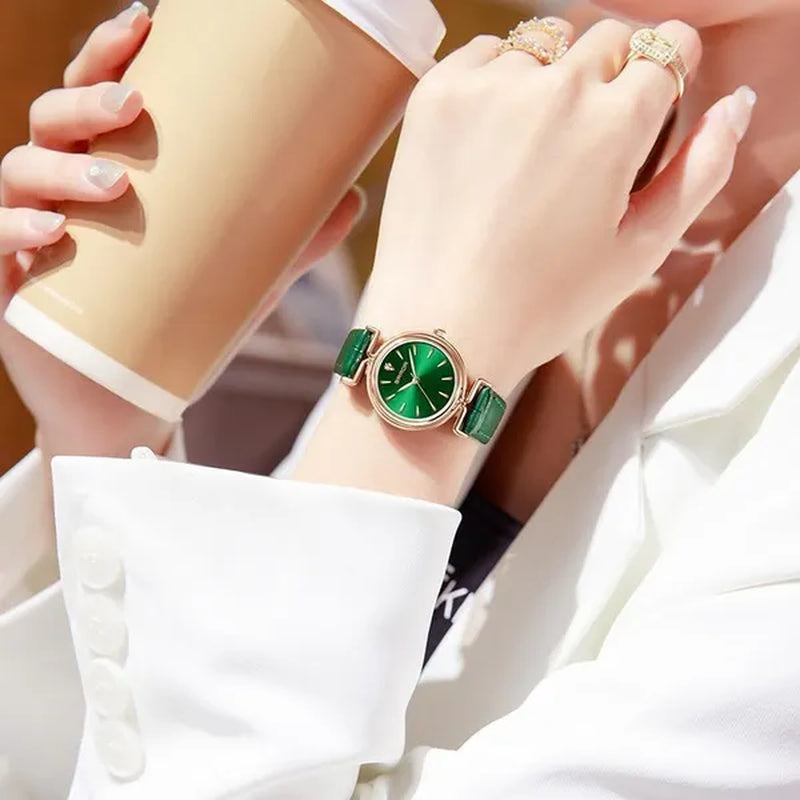 SANDA Brand 1124 Retro Fashion Elegant Watch for Women Unique Minimal round Dial Design Ladies Quartz Watch