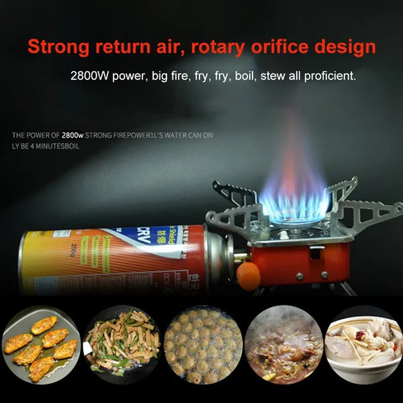 Outdoor Mini Camping Gas Stove Portable Folding Windproof Picnic Backpacking Stove Stainless Steel Cooker Adjustable Flame