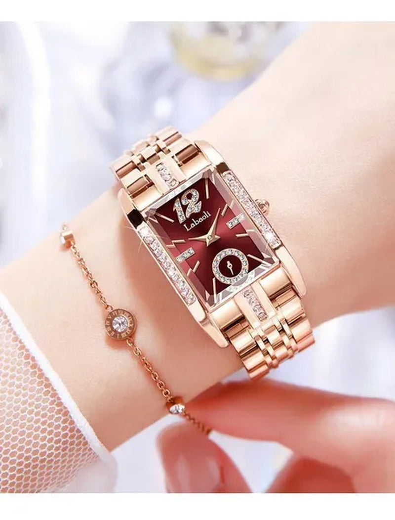 Labaoli New-Style Women'S Square Watches for Ladies Female Wrist Watch Solid Steel Strap Waterproof Casual Quartz Watches for Women with Embedded Zircon