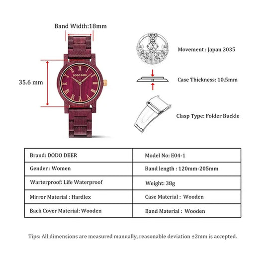 DODO DEER New Design Wood Watch for Women Simple Retro Roman Numerals Dial Rosewood Quartz Watch Anniversary Gift Exquisite Wooden Box Dropshipping