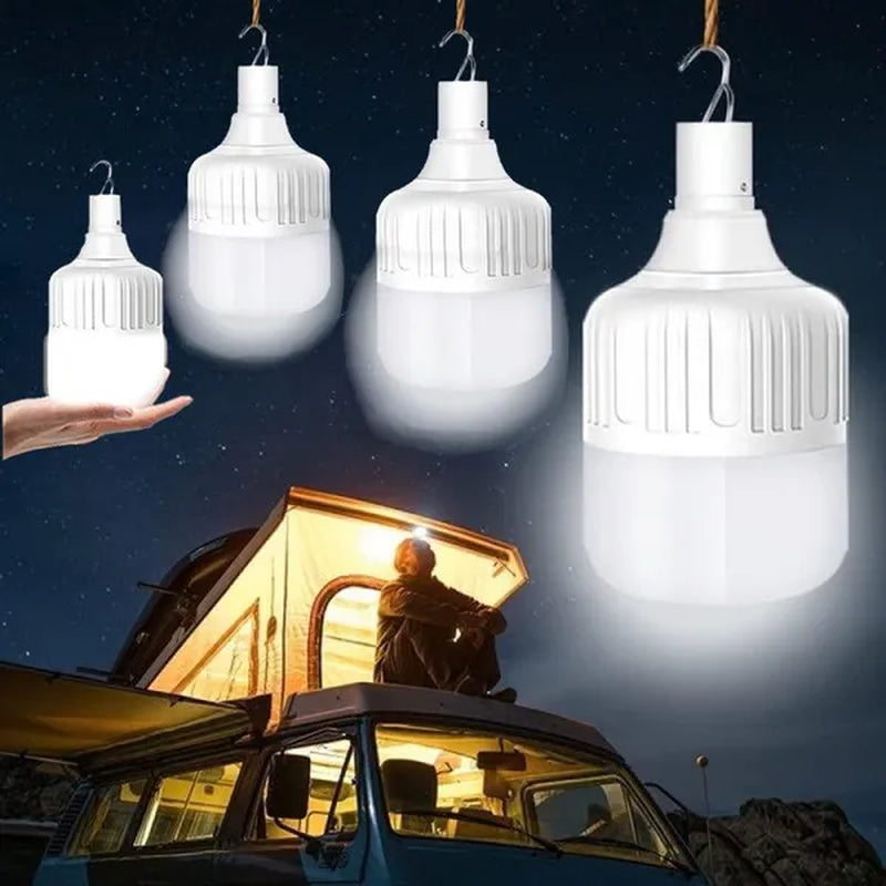 1Pc Portable Camping Lantern Bulb High Power Hanging Tents Lighting Equipment Emergency LED Lamp Usb Rechargeable Outdoor Lights for Camping Hiking Night Market Backpacking Reading Fishing (20W/40W/80W/100W/150W/200W)