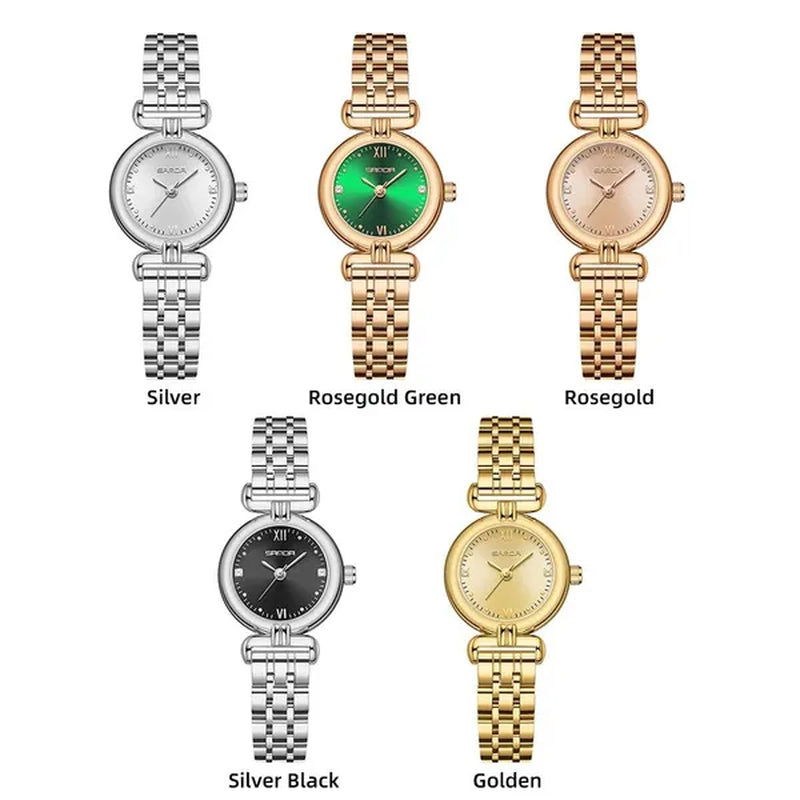 SANDA Brand 1126 Fashion Elegant Watch for Women Week Date Display Unique Sun Patternl Dial Steel Strap Design Ladies Quartz Watch