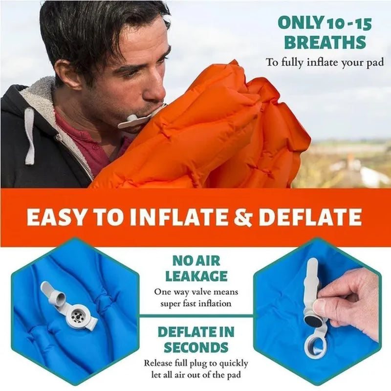 Waterproof Portable Camping Sleeping Pad - Ultralight Compact Inflating Pads, Portable Camping Mat Suit for Outdoor Hiking, Backpacking, Hammock and Travel - Air Cell Design with Folding Carry Bags Accessories,Inflatable Bag Optional(With/Without Pillow)