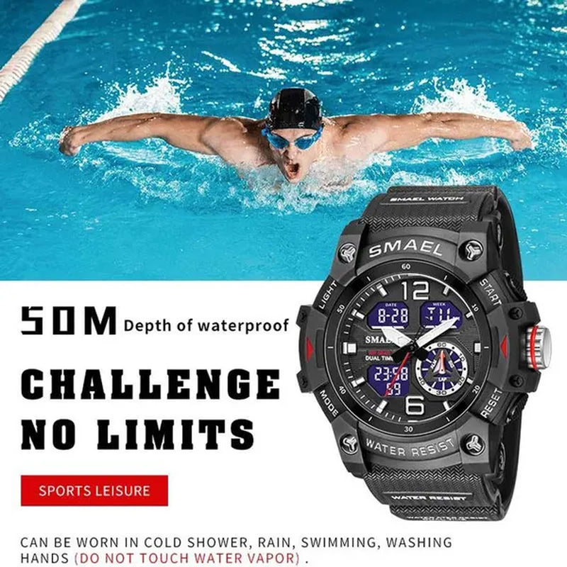 SMAEL Transparent Shell Design Led Digital Watches Fashion Waterproof Sports Watch Dual Display Stopwatches Student