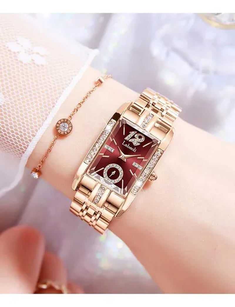Labaoli New-Style Women'S Square Watches for Ladies Female Wrist Watch Solid Steel Strap Waterproof Casual Quartz Watches for Women with Embedded Zircon