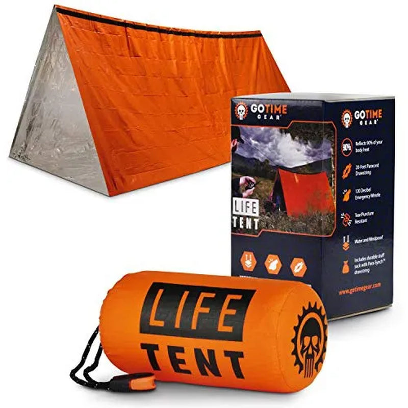 Gear Life Tent Emergency Survival Shelter – 2 Person Emergency Tent – Use as Survival Tent, Emergency Shelter, Tube Tent, Survival Tarp - Includes Survival Whistle & Paracord