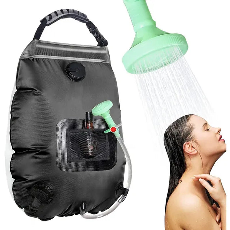 Solar Portable Shower Bag, 5 Gal/20L Solar Heating Camping Shower Bag with Removable Hose&On-Off Switchable Shower Head, Compact Camping Shower for Camping, Hiking, Traveling, Beach Swimming