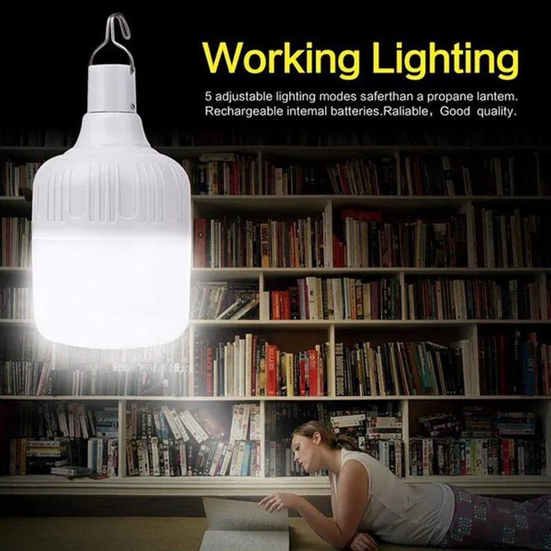 1Pc Portable Camping Lantern Bulb High Power Hanging Tents Lighting Equipment Emergency LED Lamp Usb Rechargeable Outdoor Lights for Camping Hiking Night Market Backpacking Reading Fishing (20W/40W/80W/100W/150W/200W)
