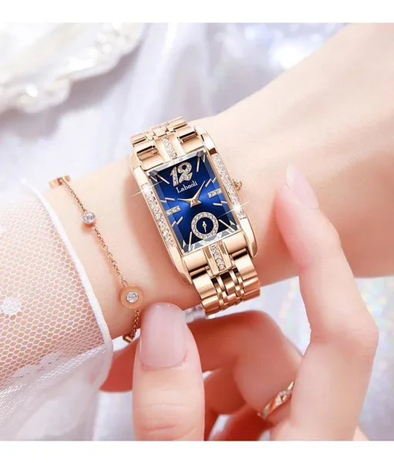 Labaoli New-Style Women'S Square Watches for Ladies Female Wrist Watch Solid Steel Strap Waterproof Casual Quartz Watches for Women with Embedded Zircon