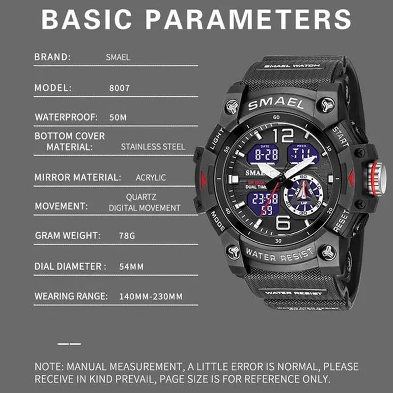SMAEL Transparent Shell Design Led Digital Watches Fashion Waterproof Sports Watch Dual Display Stopwatches Student