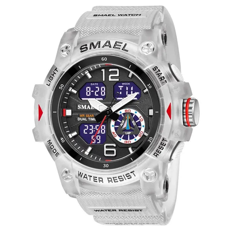 SMAEL Transparent Shell Design Led Digital Watches Fashion Waterproof Sports Watch Dual Display Stopwatches Student
