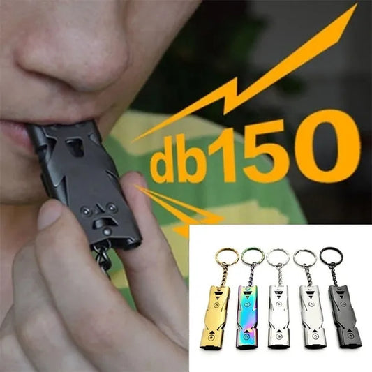 150Db Double Tube Survival Whistle Lifesaving Emergency SOS Outdoor Camping Survival Whistle Training Pets Stainless Steel Whistle