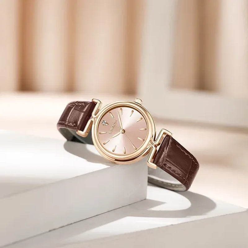 SANDA Brand 1124 Retro Fashion Elegant Watch for Women Unique Minimal round Dial Design Ladies Quartz Watch