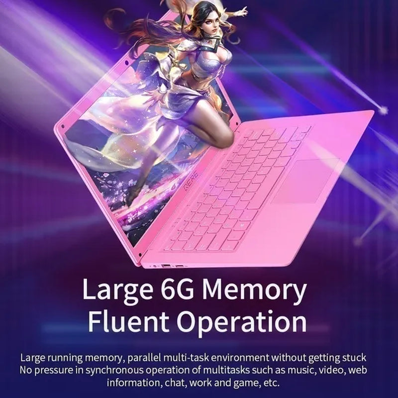 QERE 14.1 Inch Laptop with 6G RAM 128G SSD Gaming Laptops Ultrabook Intel J3455 Quad Core Win10 Notebook Computer