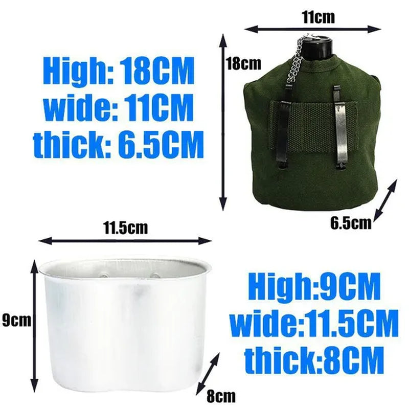 4PCS Army Military Water Bottle Camping Hiking Canteen Cup Portable for Outdoor