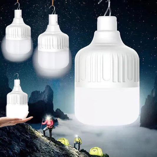 1Pc Portable Camping Lantern Bulb High Power Hanging Tents Lighting Equipment Emergency LED Lamp Usb Rechargeable Outdoor Lights for Camping Hiking Night Market Backpacking Reading Fishing (20W/40W/80W/100W/150W/200W)