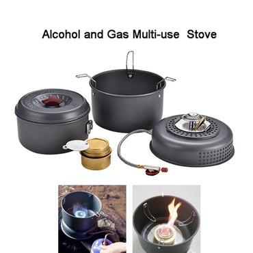 Bulin Outdoor Picnic Hiking Camping Equipment Multipurpose Alcohol Gas Stove Pot Set