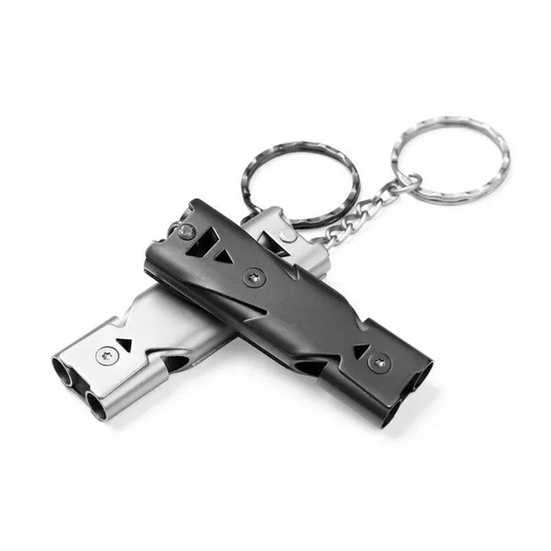150Db Double Tube Survival Whistle Lifesaving Emergency SOS Outdoor Camping Survival Whistle Training Pets Stainless Steel Whistle