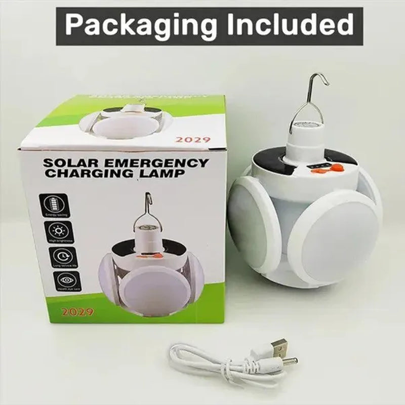 Solar Light Bulb Camping Solar LED Light USB Rechargeable 5Lighting Modes Tent Hanging Bulb for Outdoor Hiking Emergency Outage