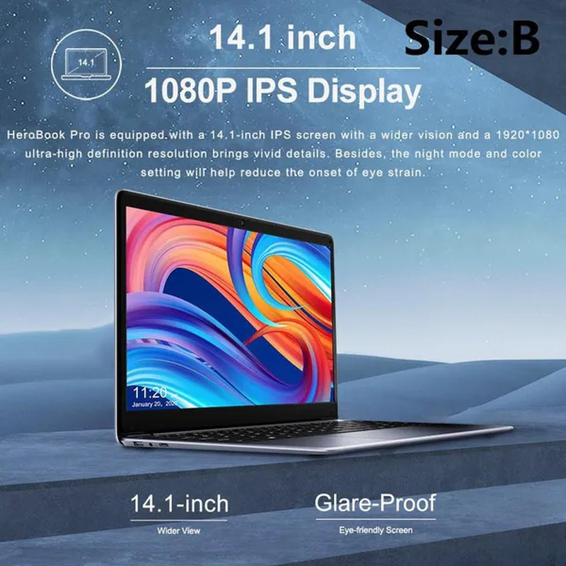 2023 14.1 Inch Herbook Pro Win10 Intel J3455/N4000 8GB+128GB /8GB+256GB Laptop Pc(Memory Card)