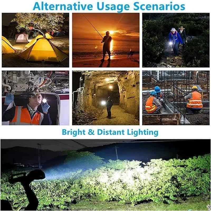 LED Rechargeable Searchlight ,XHP90 Super Bright High Power Portable Spotlights, IPX7 Waterproof ,300000/6000/1000 High Lumens Flashlight with Mountable Bracket Suitable for Expeditions Fishing Camping Repair Rescue Outdoor Lighting