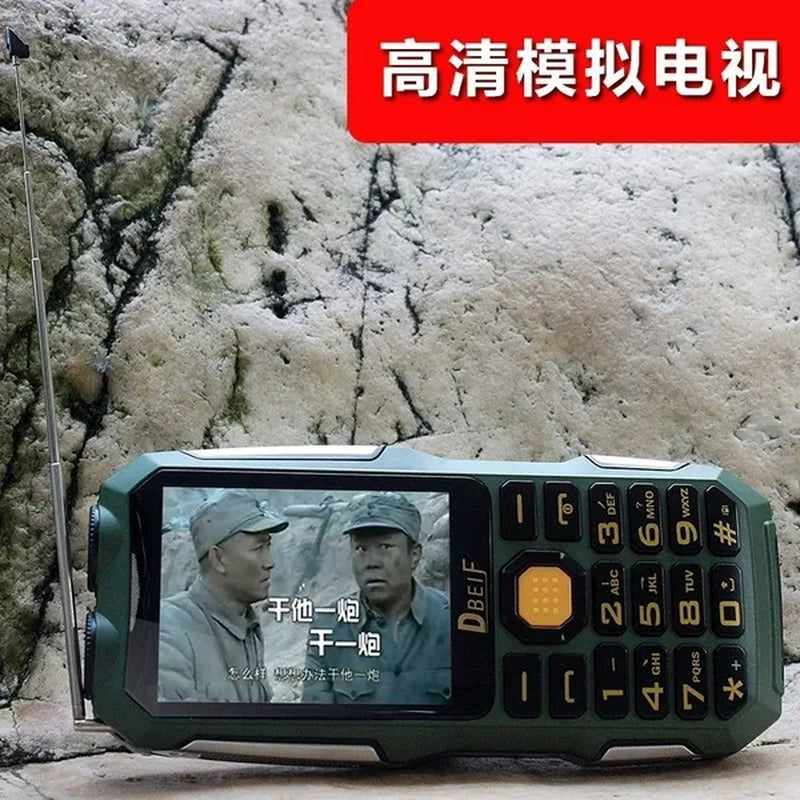 DBEIF D2016 Dual Flashlight FM Magic Voice Change 13800Mah Three Proofings Power Bank Antenna Analog TV Rugged Mobile Phone Cell P242
