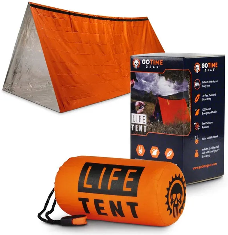 Gear Life Tent Emergency Survival Shelter – 2 Person Emergency Tent – Use as Survival Tent, Emergency Shelter, Tube Tent, Survival Tarp - Includes Survival Whistle & Paracord