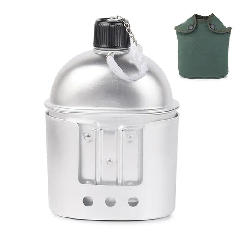 4PCS Army Military Water Bottle Camping Hiking Canteen Cup Portable for Outdoor