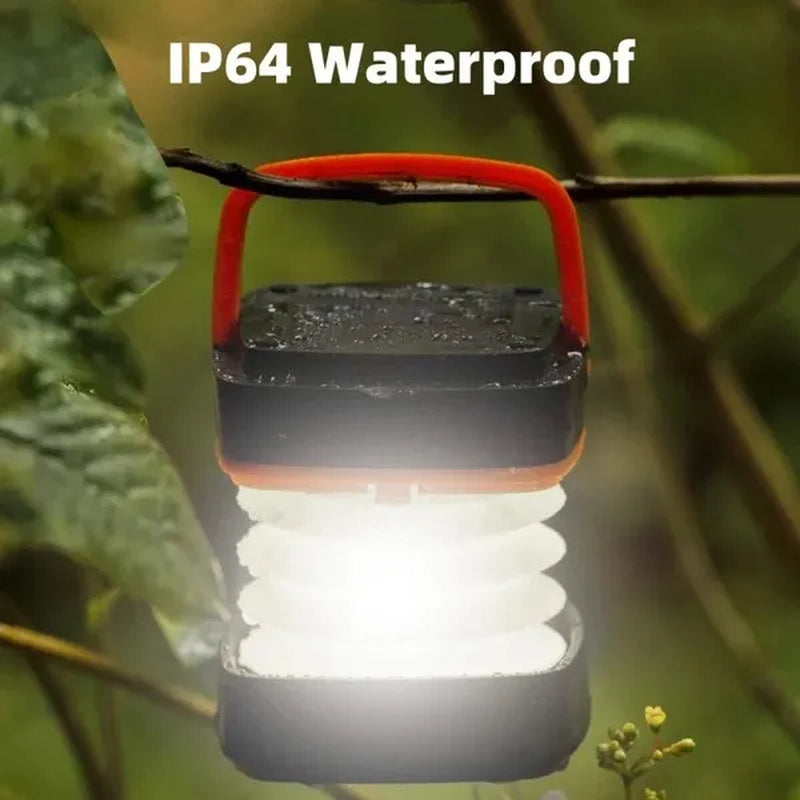 Camping Lantern Foldable Rechargeable Lamp Waterproof Flashlight Portable Power Bank Tent Fishing Travel Camping Light